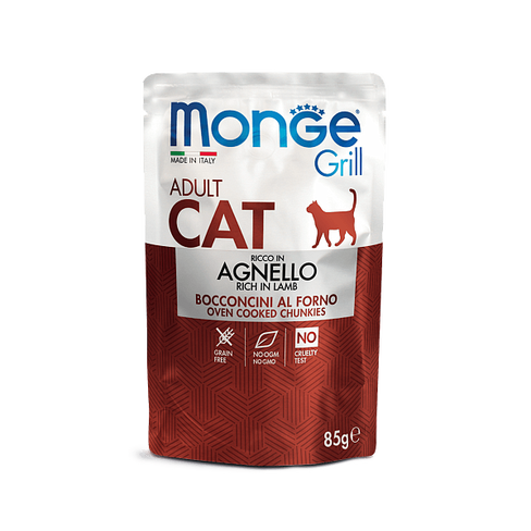 MONGE CAT GRILL POUCH ADULT LAMB 85gr