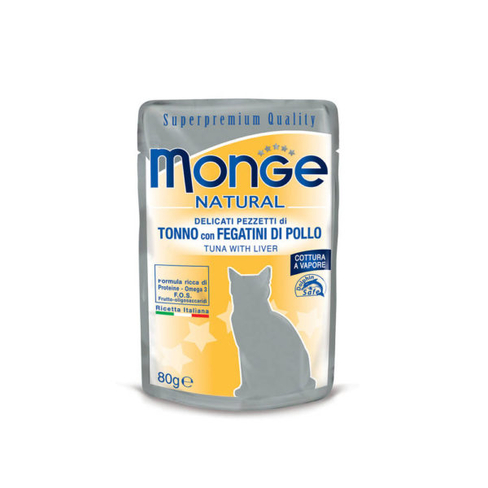 MONGE CAT NATURAL Pouch Tuna Chicken with liver in jelly 80gr