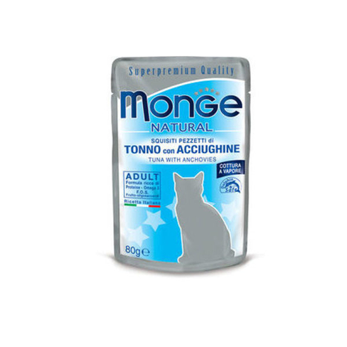 MONGE CAT NATURAL Pouch Tuna with anchovies in jelly 80gr