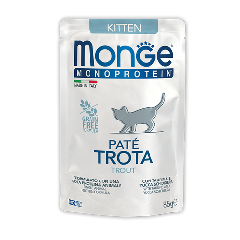 MONGE CAT POUCH MONOPROTEIN KITTEN TROUT 85gr