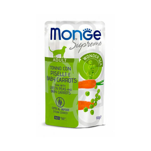 MONGE CAT POUCH SUPREME ADULT Tuna/Peas/Baby Carrot 80gr
