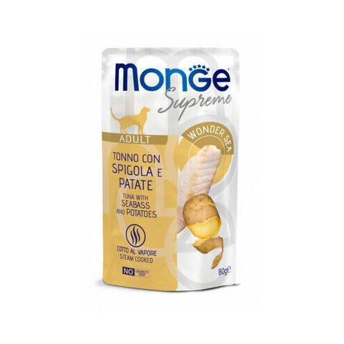 MONGE CAT POUCH SUPREME ADULT Tuna/Seabass/Potatoes 80gr
