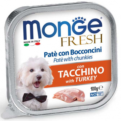 MONGE DOG FRESH Pate and chunkies with turkey 100g
