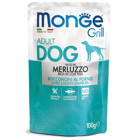 MONGE DOG GRILL POUCH COD FISH 100gr