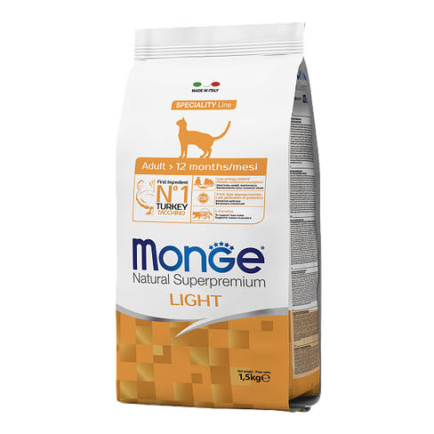 MONGE DRY CAT ADULT LIGHT TURKEY 1,5kg