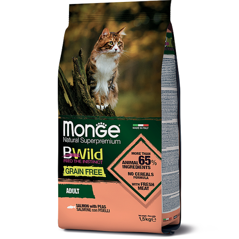 MONGE DRY CAT BWILD GF Salmone/Peas