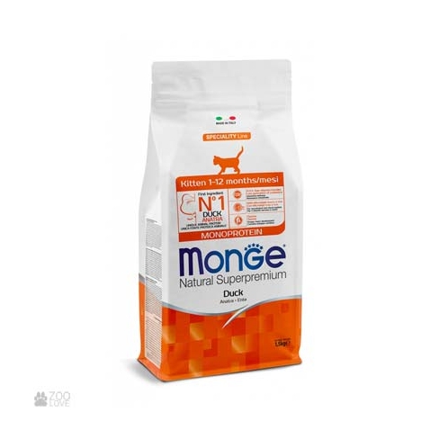 MONGE dry cat kitten Duck 1,5 kg