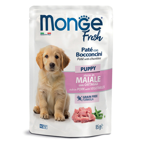MONGE Fresh Puppy Paté with Chunkies rich in Pork with Vegetables