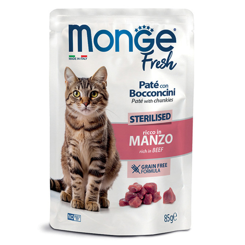 MONGE Fresh Sterilised Paté with Chunkies rich in Beef