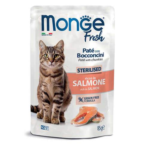 MONGE Cat Fresh Sterilised Paté with Chunkies Salmon pouch