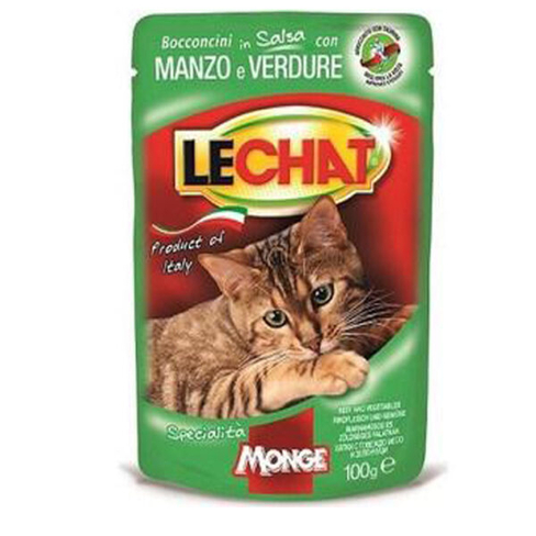 MONGE LECHAT Pouch Chunkies Beef and vegetables 100gr