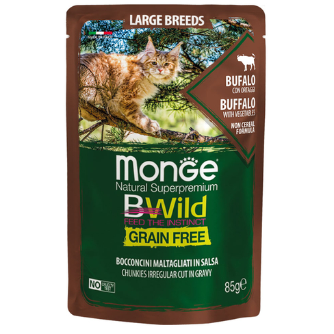 MONGE Cat BWILD Pouch Large Breed Buffalo/Vegetables