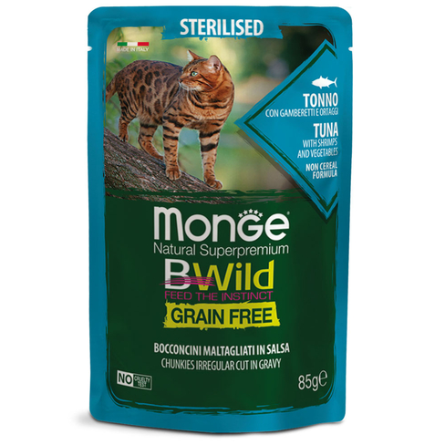 MONGE Cat BWILD Pouch Sterilised Tuna/Vegetables