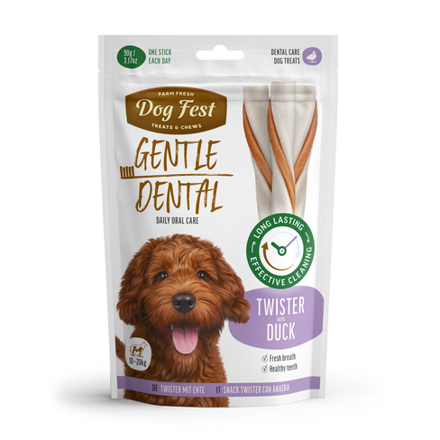 Dog Fest Rawhide tiwster with duck > 10kg - 20kg
