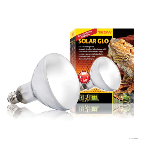 Bec UVB/UVA pentru reptile Exo Terra Solar Glo Wide Beam, 125W, cu spectru complet