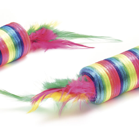 Record игрушка для кошек RAINBOW CYLINDER с пером (х2)